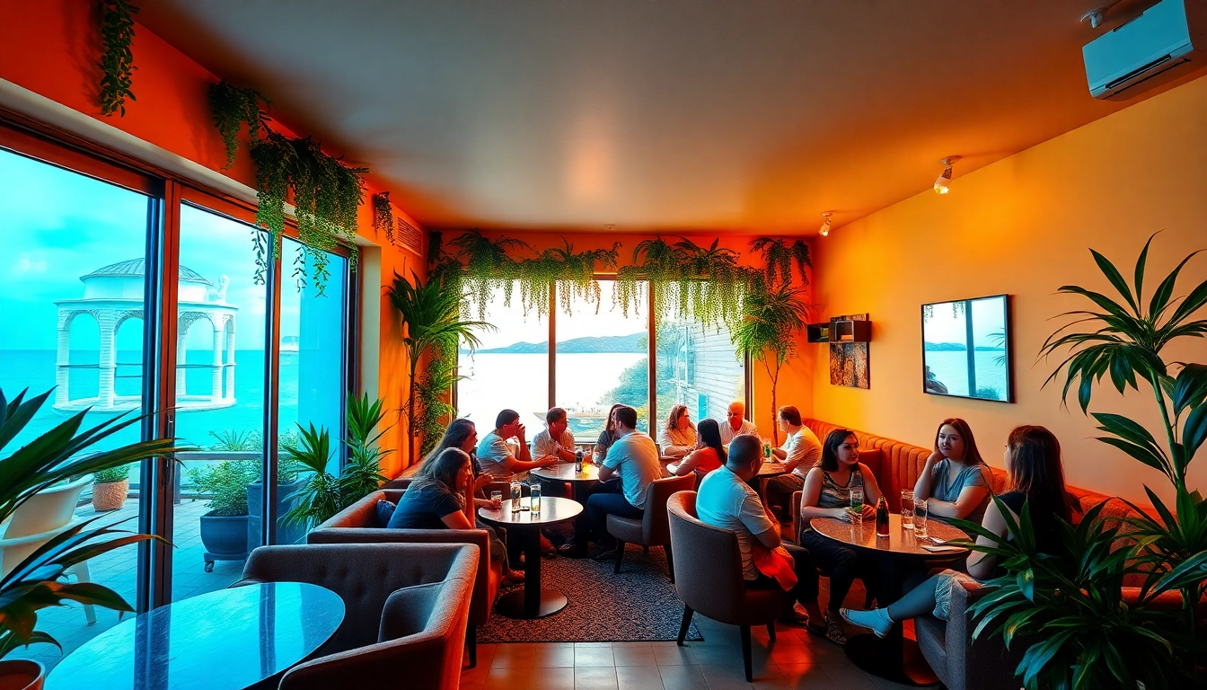 Vibrante ambiente en el Club social Lloret de Mar, con personas disfrutando y socializando.