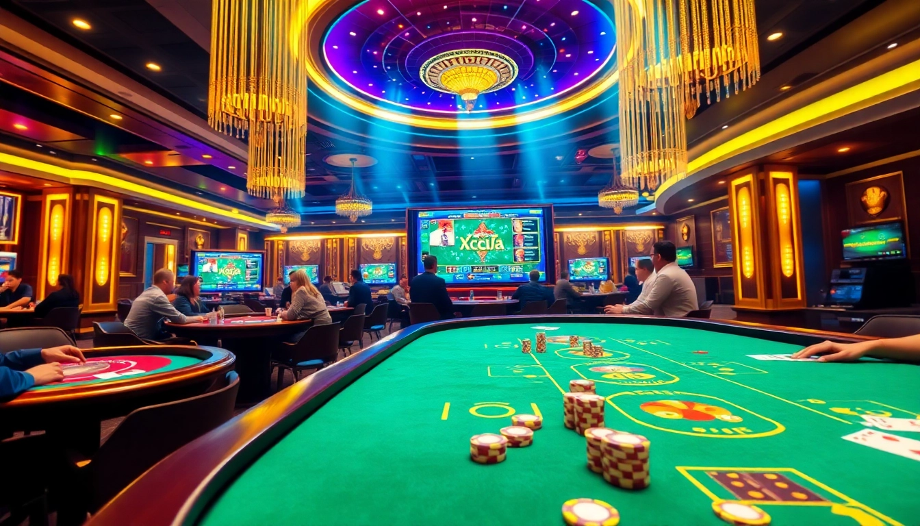 Catching the action in Xóc Đĩa online at https://xocdias.com.co/, with vibrant tables, poker chips, and engaging players.