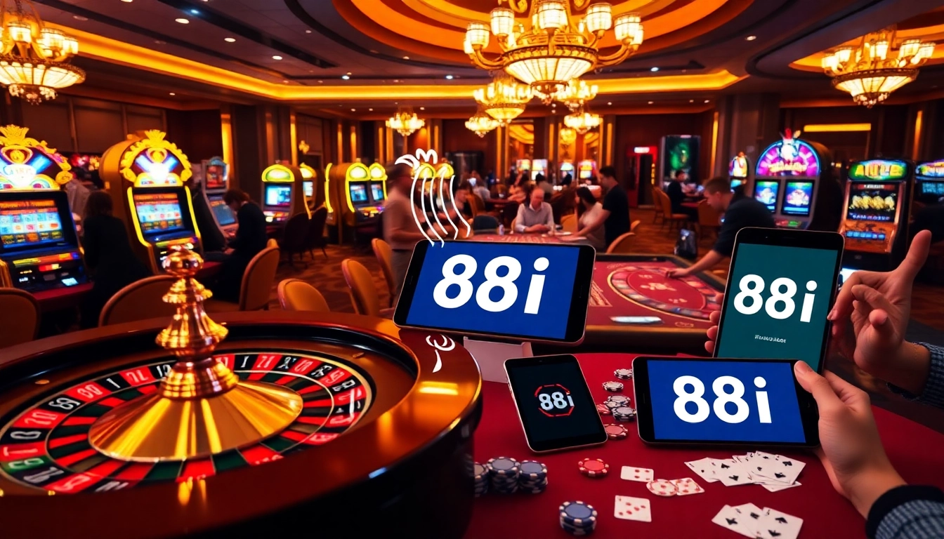 Players enjoying a thrilling game at 88i casino tables with vibrant atmosphere.