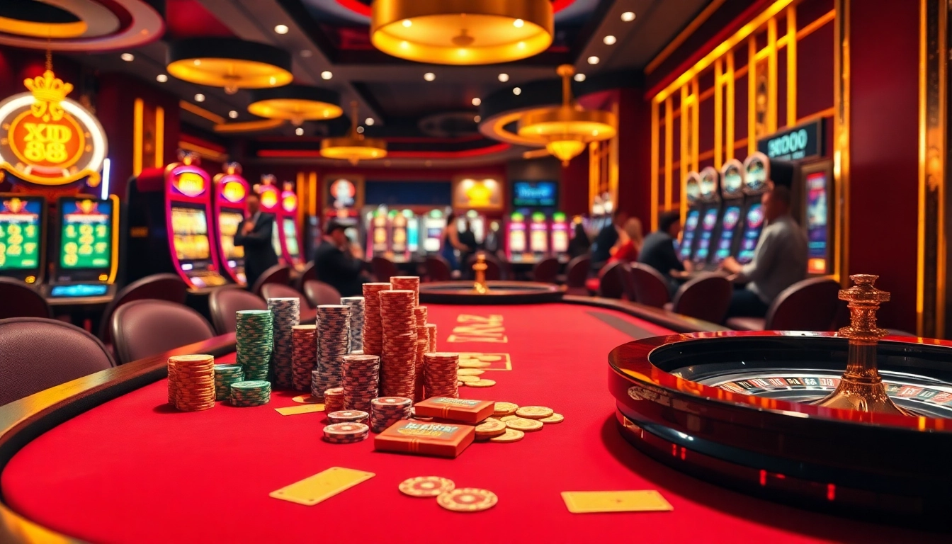 Experience high-stakes gaming at XX 88 with vibrant casino elements and a thrilling atmosphere.