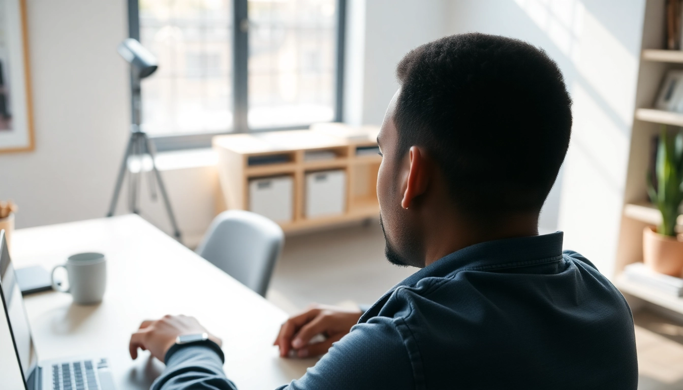 Efficiently navigating the eta application uk process on a laptop in a vibrant office.