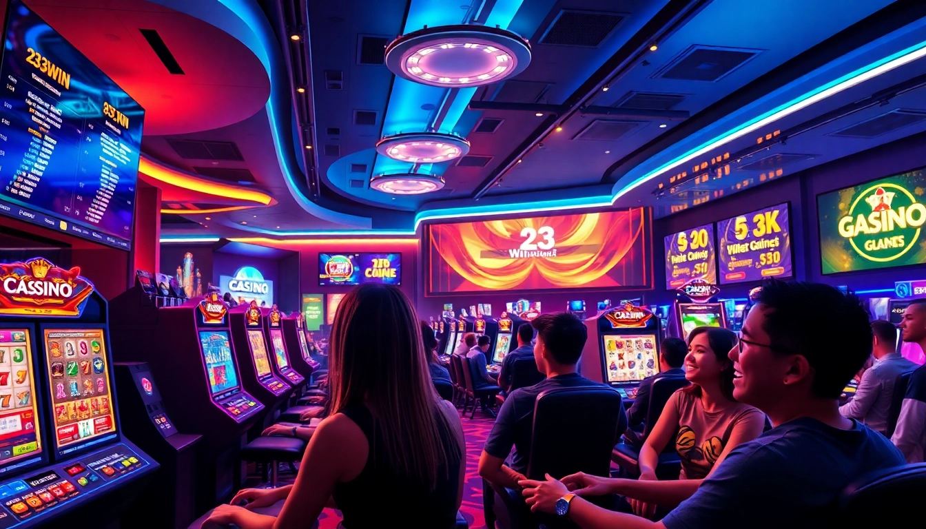Experience the excitement of online gaming with 23WIN's modern casino environment featuring various thrilling games.
