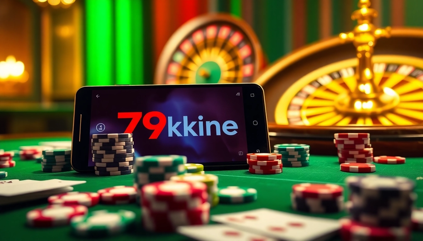 Engage in high-stakes gaming action at 79king with vibrant poker chips and cards on a casino table.
