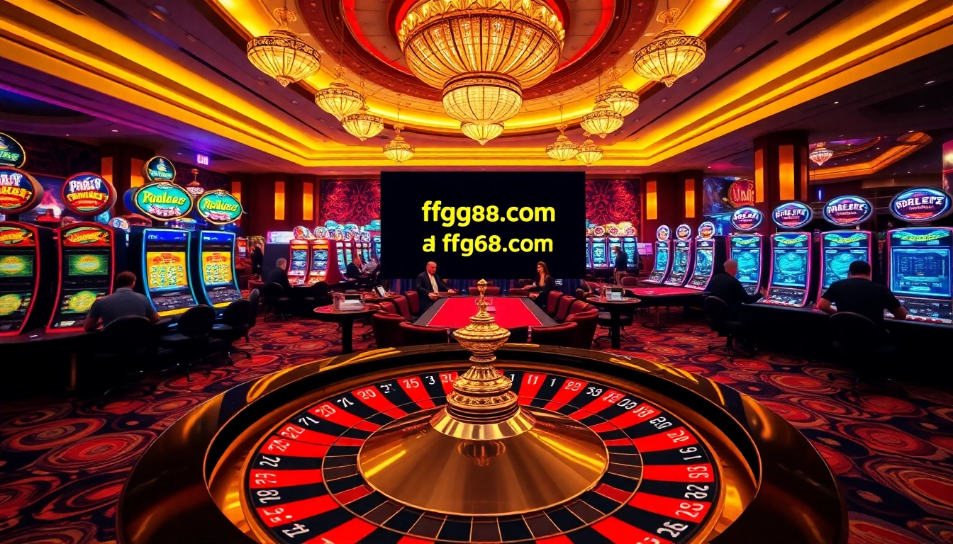 Experience thrilling gambling action at ffgg88.com with an exciting casino scene featuring roulette and engaging players.