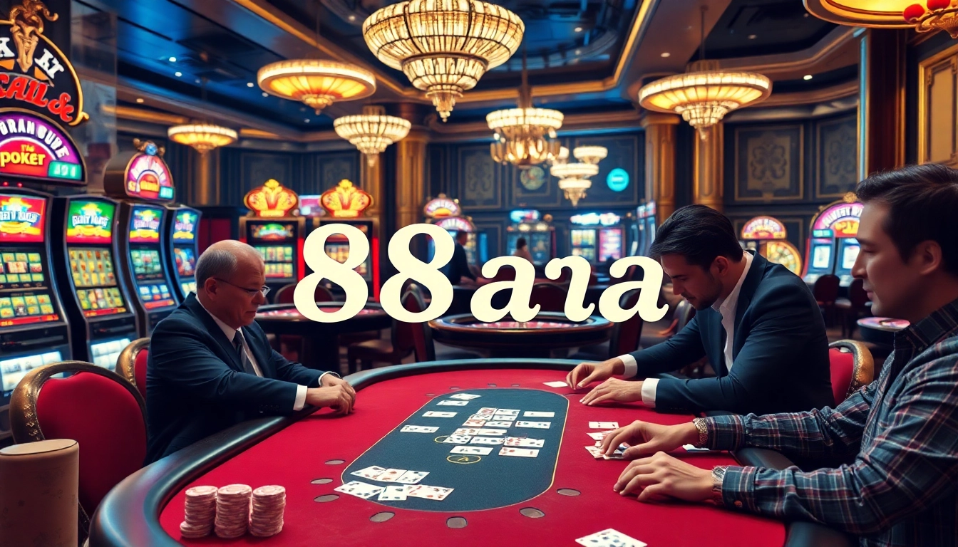 Engage in thrilling gameplay at 88aa’s luxurious casino tables with vibrant poker chips.