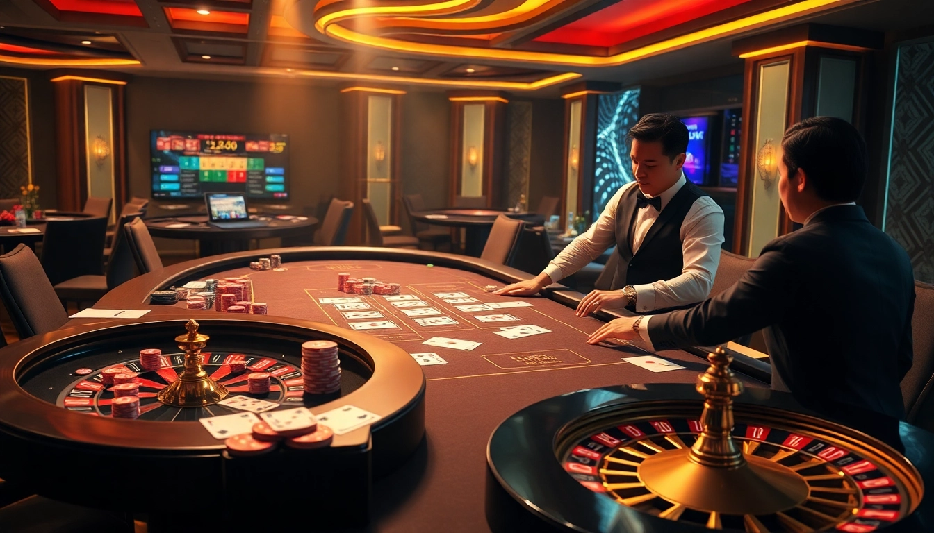 Experience thrilling gambling action at UU88's vibrant online casino featuring high-stakes blackjack and engaging dealers.