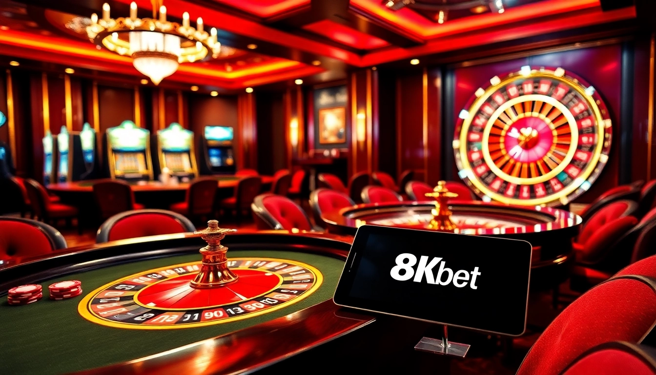 Experience high-stakes excitement at 8kbet with vibrant casino gameplay featuring roulette and poker.