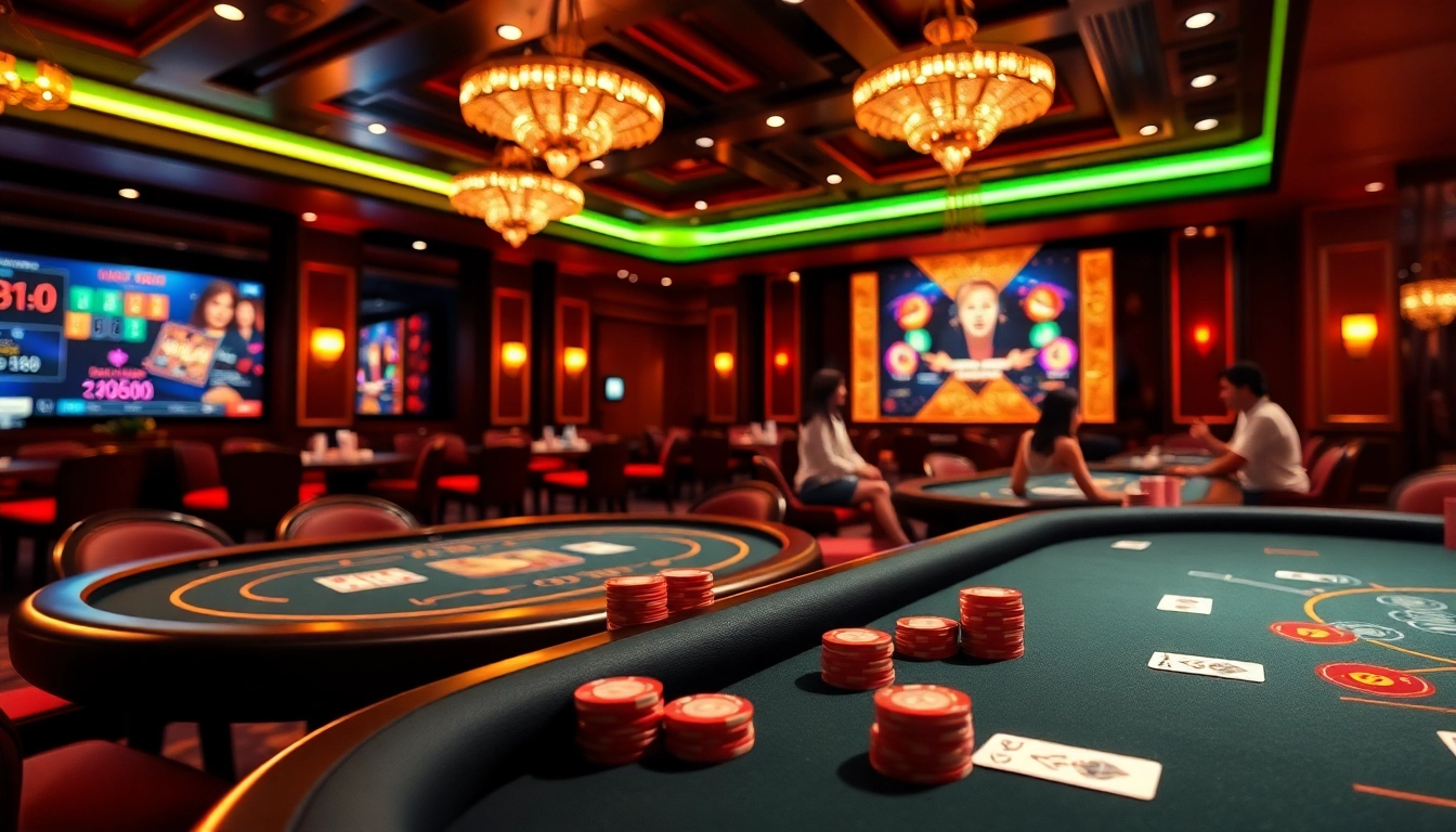 Engaging players at trang chủ Alo789 enjoying live gambling action with cards and chips.