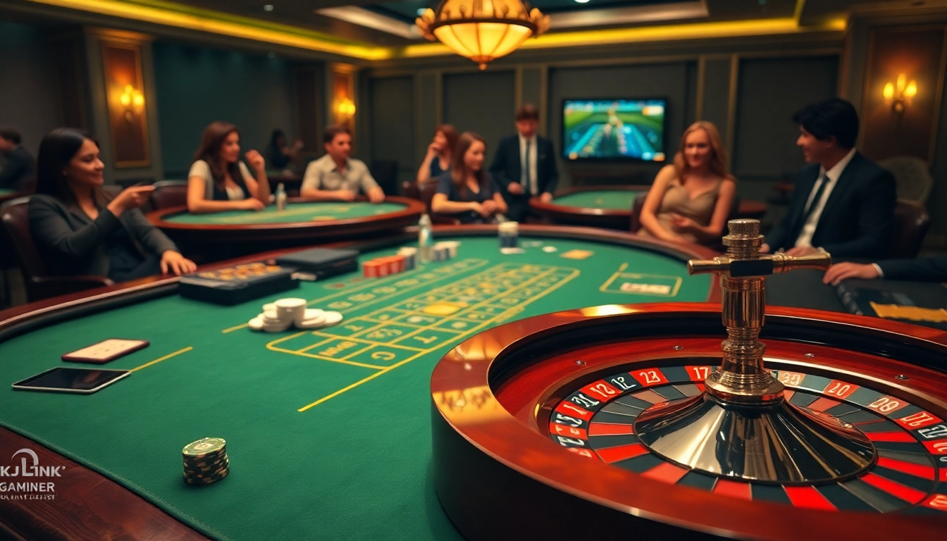 Experience the thrill of casino gaming at KJC LINK with elegant tables and vibrant action.
