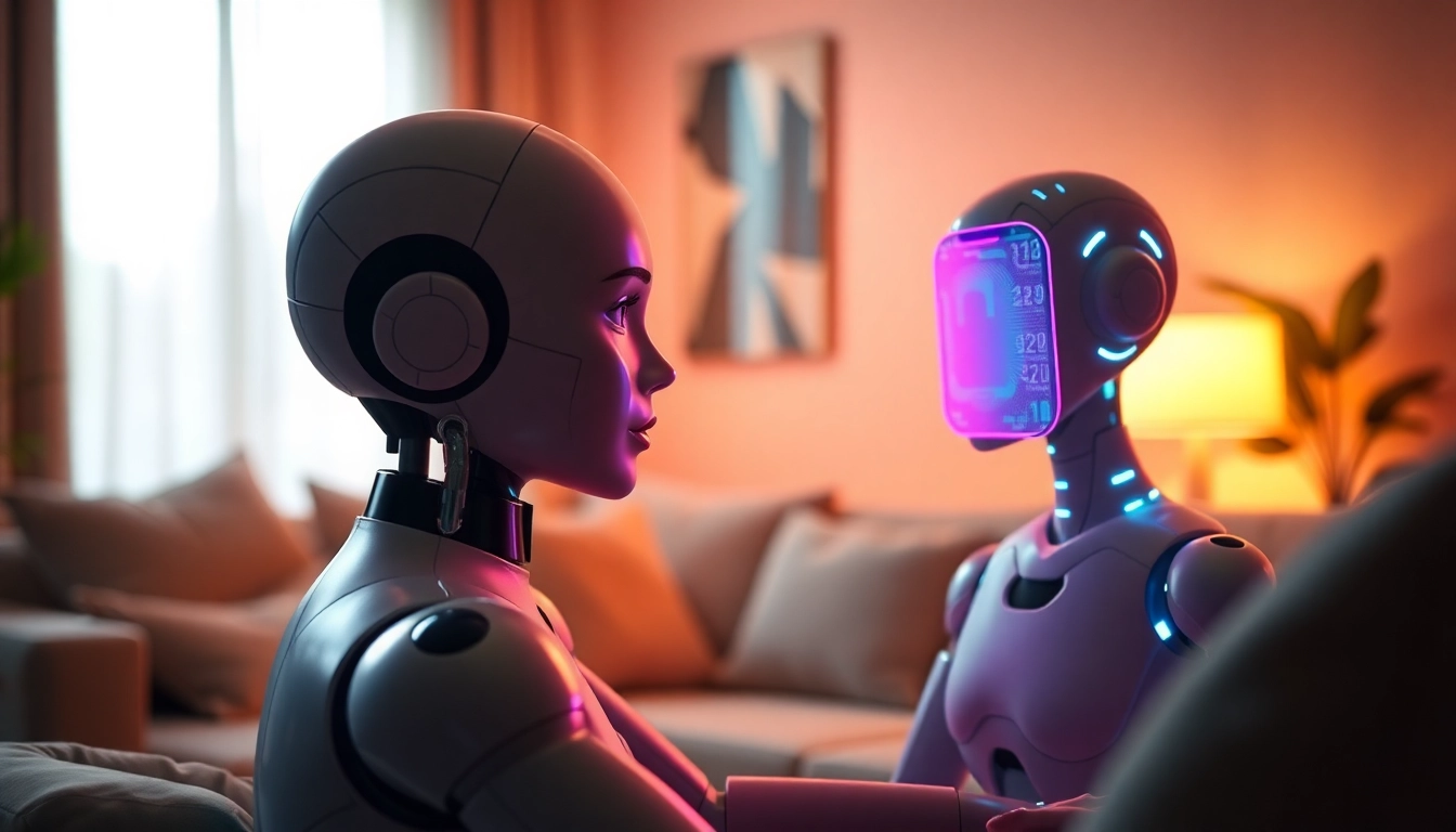 Engaging AI NSFW character interaction in a cozy, modern setting emphasizing emotional depth.