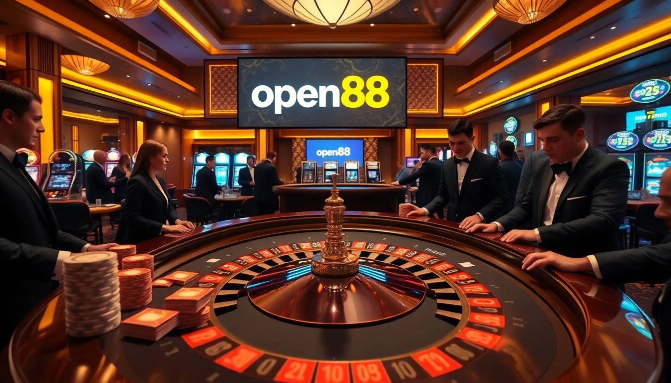 Players enjoying an exciting game at open88 casino, showcasing roulette and poker action.