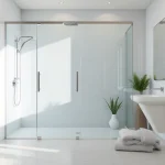 Showcase of a wet room shower screen with elegant design and stylish features.