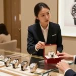 Showcasing high-quality clone watches in a luxury retail setting for discerning customers.